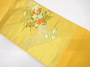 短冊に草花模様織り出し名古屋帯